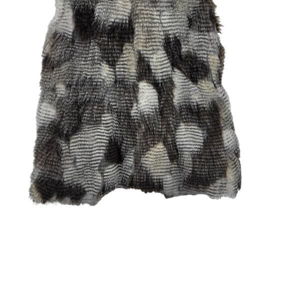 Free Generation Shaggy Patchwork Vegan Faux Fur Vest S Brown Gray Glam Night Out - Picture 11 of 13